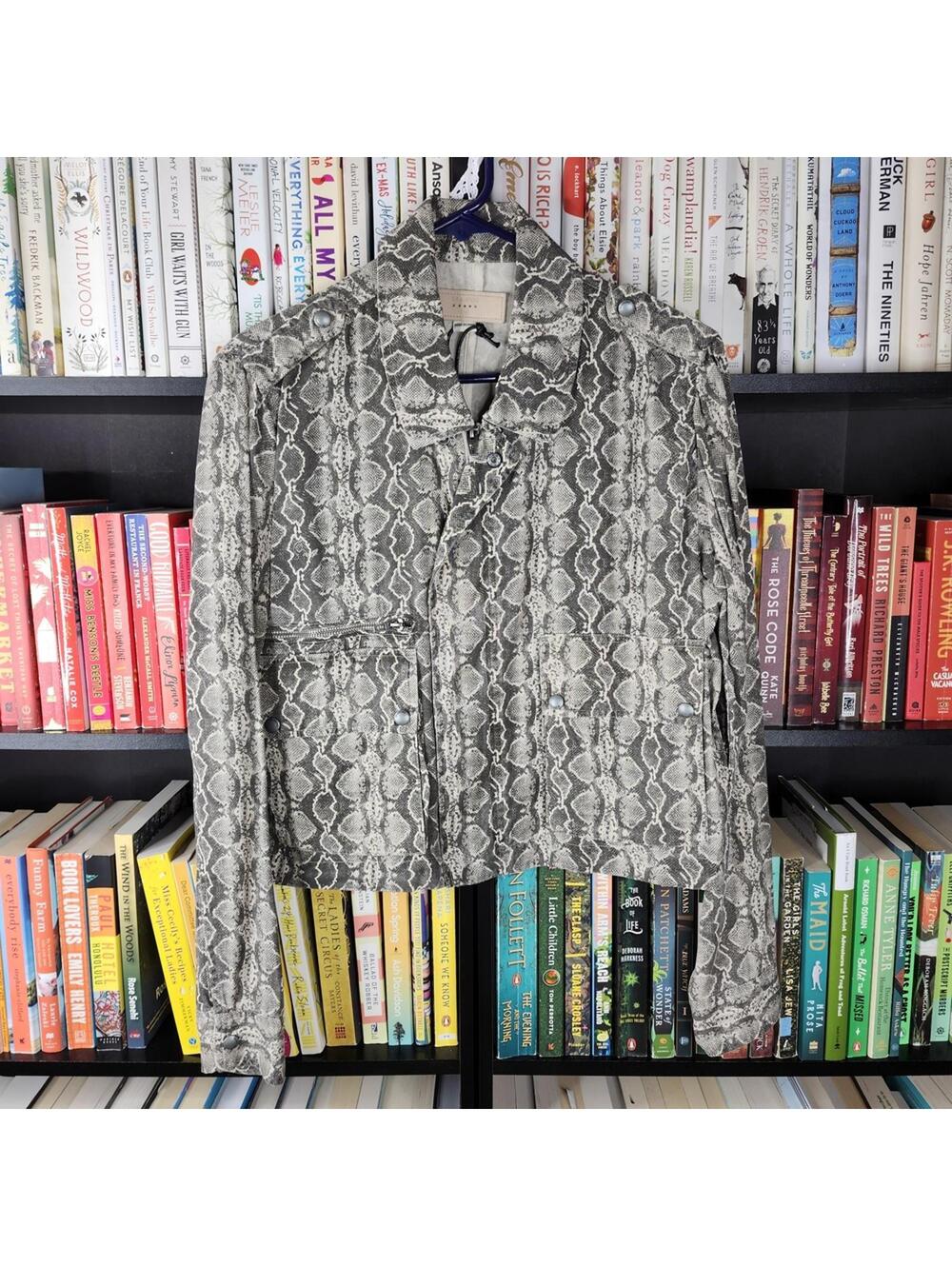 Blank NYC Black and Gray Snake Print Jean Jacket